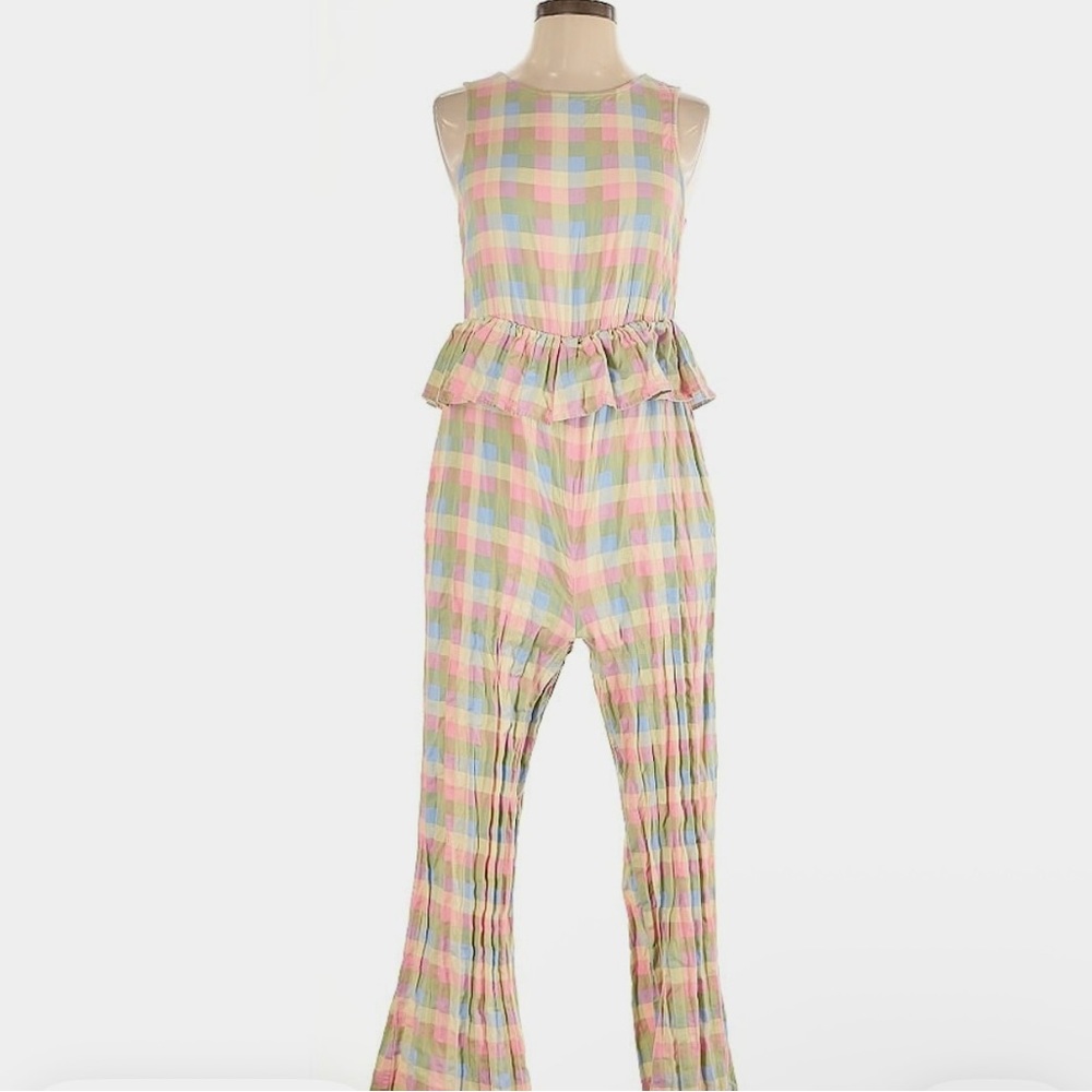 Pastel Plaid Sleeveless Jumpsuit